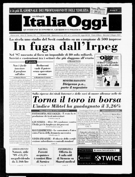 Italia oggi : quotidiano di economia finanza e politica